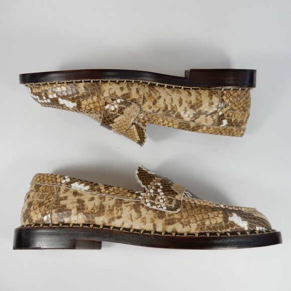 SCHUTZ Christie Penny Lug Loafers Shoes Size 6 Snakeskin Embossed Leather NEW - Picture 5 of 11